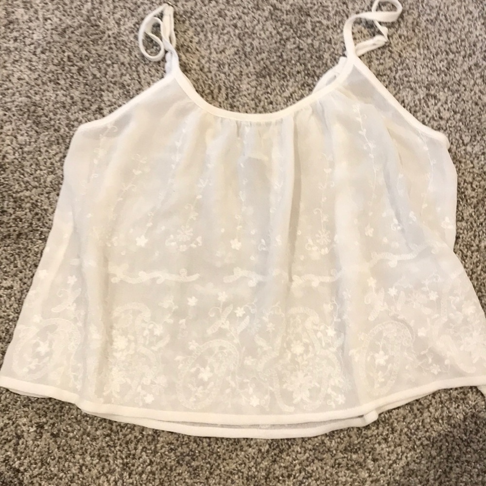Sheer embroidered crop top